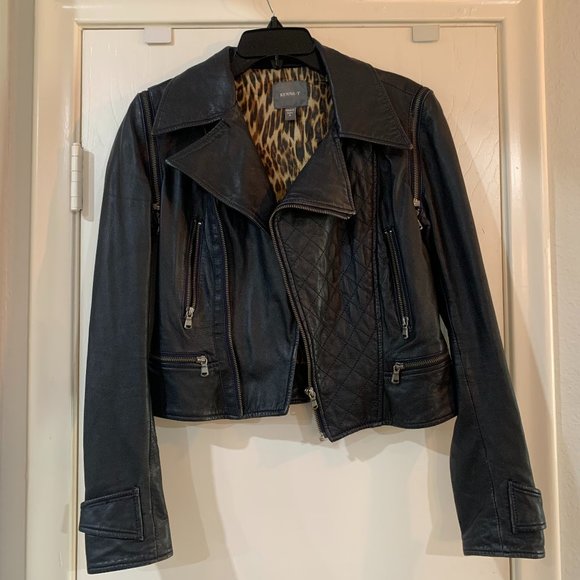 Kenna T Leather Moto Jacket with Zip Off Sleeves - Picture 1 of 6